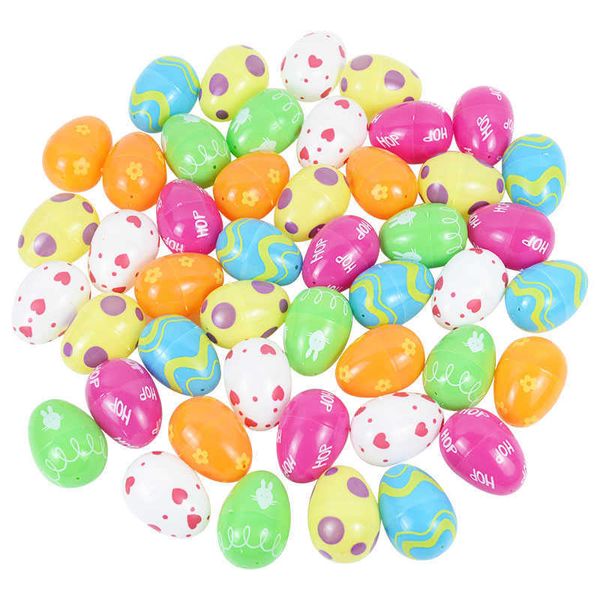 Décoration de fête 12pcs Oeufs de Pâques en plastique Remplir Coquilles vides Happy Surprise Jouets Enfants Faveurs Printemps Amusant Fournitures Chasse Y2302