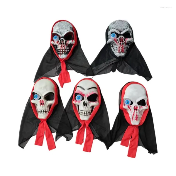 Party Decoration 12pcs rouge noir clignotant LED Glow EyeBoul Zombie Vampire Ghost Pirate Mask Halloween Horror accessoires Cosplay Full Face