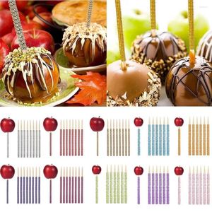 Feestdecoratie 12 stuks Strass Bling Bamboe Snoep Apple Stick Voor Gouden Taart Chocolade Karamel Verjaardagsgunst