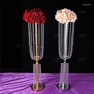 Décoration de fête 12 pièces) mariage romantique cristal clair support de fleur acrylique centres de table pièce maîtresse Floral Yudao1412