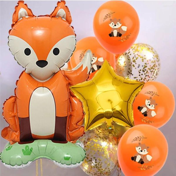 Décoration de fête 12pcs / ensemble 4d ballons en papier d'aluminium décorations d'anniversaire de douche de bébé fournit des animaux boisés orange enfants enfants toys