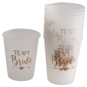 Party Decoration 12pcs Team Bruid Plastic Cup Hen doorschijnende bekers Zet tuimelaar vol bruiloft Bachelor Supplies