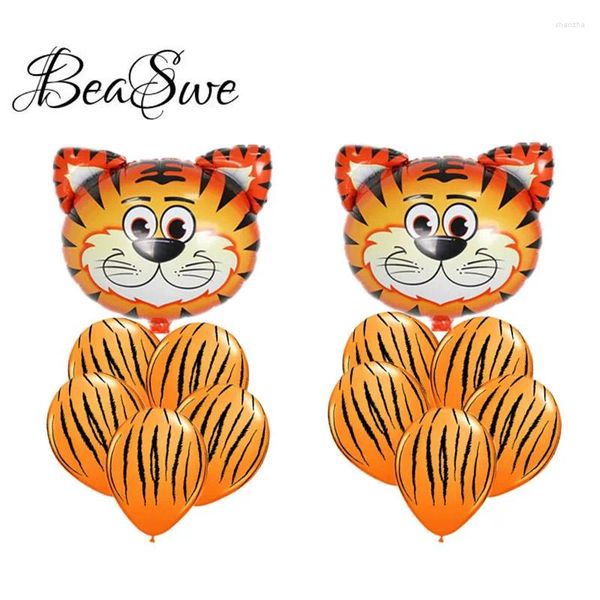 Décoration de fête 12pcs balles de latex zèbre tigre avec thème jungle animaux têtes ballons cadeaux baby shower cadeaux décorations d'anniversaire fournitures