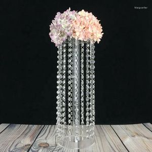 Décoration de fête 12 pièces) support de fleur acrylique de mariage avec perle de cristal pour centres de Table de mariage et décor 1426