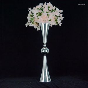 Décoration de fête 12 pièces) Vase à fleurs en métal de mariage grand support en or pièce maîtresse pour trompette de Table de mariage Yudao1437