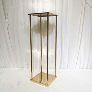 Decoración de fiestas 12 PPCSSquare Wedding Metal Gold Flower Jarrón de columna Soporte para la pieza central Yudao1080250n