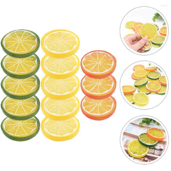 Décoration de fête 13 pcs imitation tranche de décoration intérieure simulation fruit mariage faux modèle pvc cuisine de cuisine accessoires citrons tranches