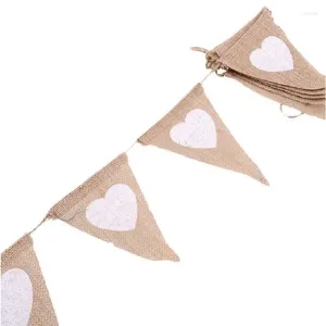 Décoration de fête 13 pièces de mariage toile de jute banderoles lin amour Triangle fournitures scène fond mise en page tirer drapeau bannière anniversaire