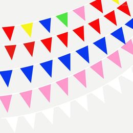 Party Decoratie 13 Style 20 Flags Pink Silk Fabric Bunting Pennant Banner Garland Persoonlijkheid Verjaardag Woning Huisaccessoires