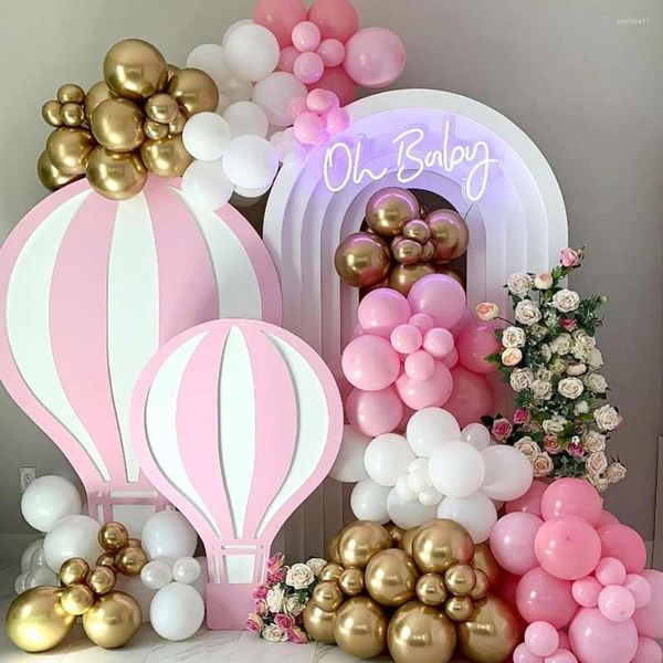 Décoration de fête 132pcs Macaron Rose Ballon Garland Arch Kit Rétro Or Blanc Ballons En Latex De Mariage Anniversaire Baby Shower Décorations