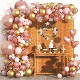 Feestdecoratie 134 stuks Rose Gold Balloon Garland Arch Kit Roze Witte Confetti Latex Ballonnen voor Bruiloft Verjaardag Meisje Baby Showe 230920