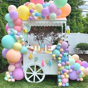 Feestdecoratie 136 stcs Macaron Rainbow Pastel Balloon Garland Arch Kit Bow Pink Blue Latex Ballons voor verjaardagsfeestje Benodigdheden Bruiloft Decor 230413