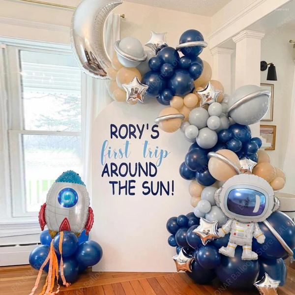 Décoration de fête 138pcs Univers Espace Astronaute Rocket Galaxy Thème Ballons Garland Arch Kit Garçon Anniversaire Décors Globos Baby Shower