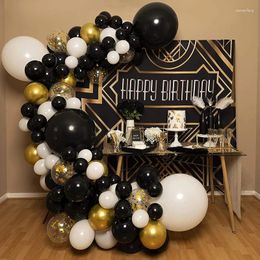 Party Decoratie 139 % Black White Gold Balloon Garland Kit Boog voor jaren afstuderen prom jubileum verjaardagsdecoraties
