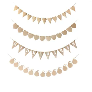 Décoration de fête 13pcs / Set Vintage Hesse Lin Bunting Bannière pour décor de mariage Drapeaux Fanion Anniversaire Fournitures Pographie Props