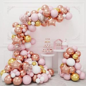 Party Decoratie 140PCS Ballonnen Arch Kit Rose Golden White Pink Cardioid Pentagram Balloon Garland Bridal Valentijnsdag