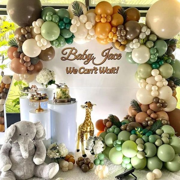 Decoración de fiesta 144 unids aguacate globo verde guirnalda arco kit selva safari tema suministros baby shower niños decoraciones de cumpleaños