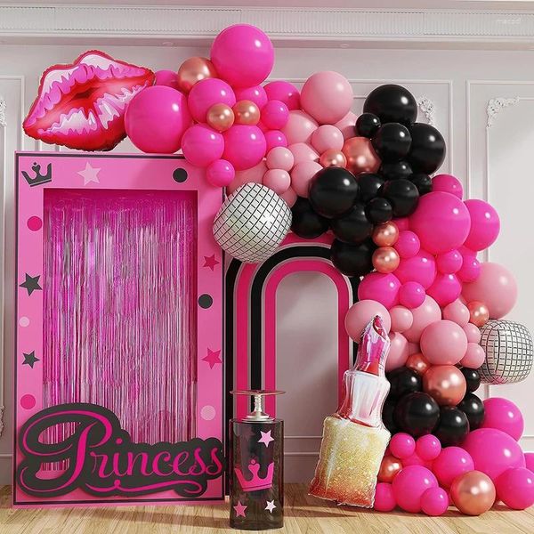 Décoration de fête 144pcs Ballon rose Garland Arch Kit Balloons à lèvres pour les filles pour le thème de la princesse d'anniversaire Douche nuptiale Décorations de mariage