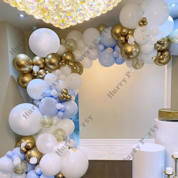 Décoration de fête 145pcs Baby Shower garçon ballon d'anniversaire Garland Arch Kit Bleu Bleu Lartex Globos Chrome Balloons Gold Decor de Noël