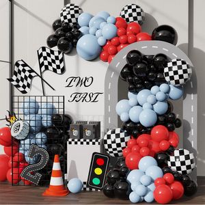 Feestdecoratie 145 stcs race auto thema ballon ballon garland boog kit rood zwart macaron blauwe latex ballonnen jongens verjaardag babydouche 230422