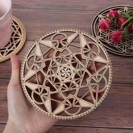 Partydecoratie 14 cm/30 cm handgemaakte onderzetters Laser gesneden ambachtelijke thuisbloem van leven Mat waardoor heilige geometrie ornament Slice houten basis is