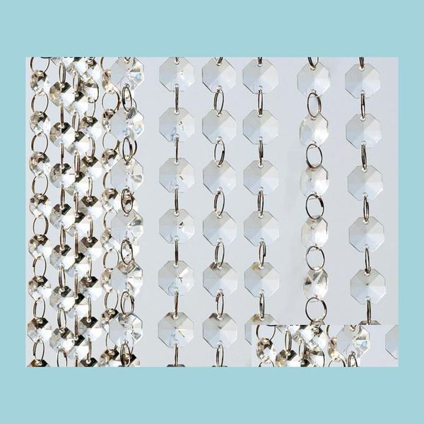 Décoration De Fête 14Mm Cristal Clair Acrylique Perles Suspendues Chaîne Siery Anneau Guirlande Rideau Lustre Arbre De Noël Événement Goutte D Dhw87