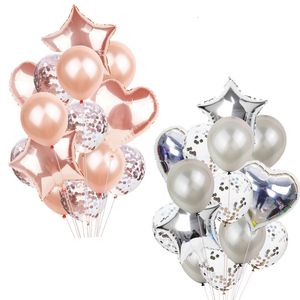 Décoration de fête 14pcs Multi Confetti Ballon Joyeux Anniversaire Ballons Rose Or Hélium Ballons Garçon Fille Baby Shower Fournitures 230920