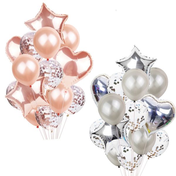 Décoration de fête 14pcs Multi Confetti Ballon Joyeux Anniversaire Ballons Rose Or Hélium Ballons Garçon Fille Baby Shower Fournitures 230920