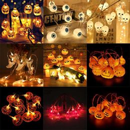 Decoración de fiesta, 150cm, 10LED, luces LED de cadena de Halloween, esqueletos de fantasmas de calabaza portátiles para el hogar, suministros de decoración de Bar, fiesta 2023