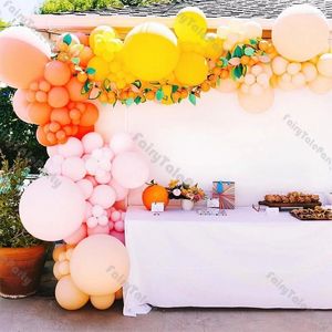 Décoration de fête 150pcs couleurs pastel ballons arc garland kit orange jaune rose ballon pêche 1er anniversaire décor de mariage baby shower