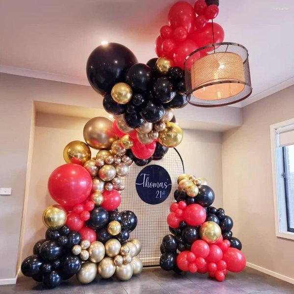 Décoration de fête 152 pièces de guirlande de ballons noirs et rouges ensemble classique assorti mariage anniversaire Halloween thème bébé douche Decorat