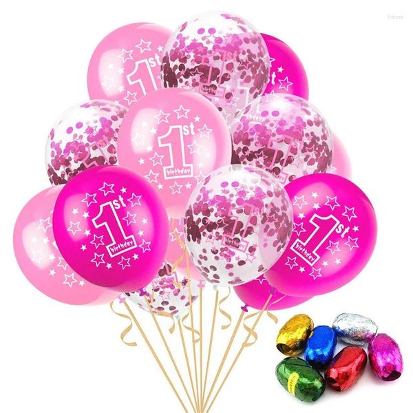 Décoration de fête 15pcs 1er confettis Ballons d'anniversaire d'un an