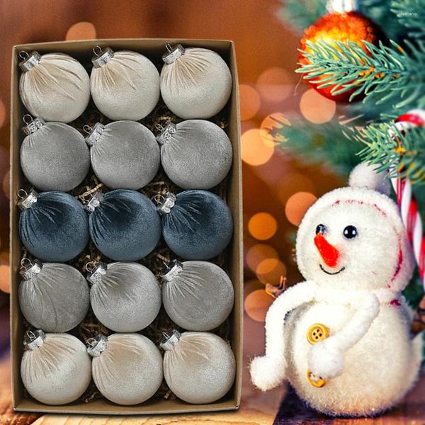 Décoration de fête 15pcs / boîte Velvet Balles de Noël mignons arbre vacances suspendues fermier bauble bauble décor