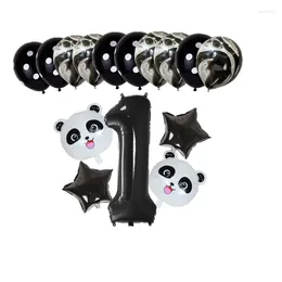 Feestdecoratie 15 stuks Cartoon Dier Zwart Folie Nummer Ballon Set Ster Panda Kinderen Verjaardag Baby Douche Kinderballon