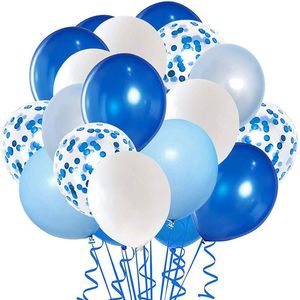 Décoration de fête 15 pièces ensemble de ballons bleu clair bébé douche anniversaire mariage Latex confettis Combo