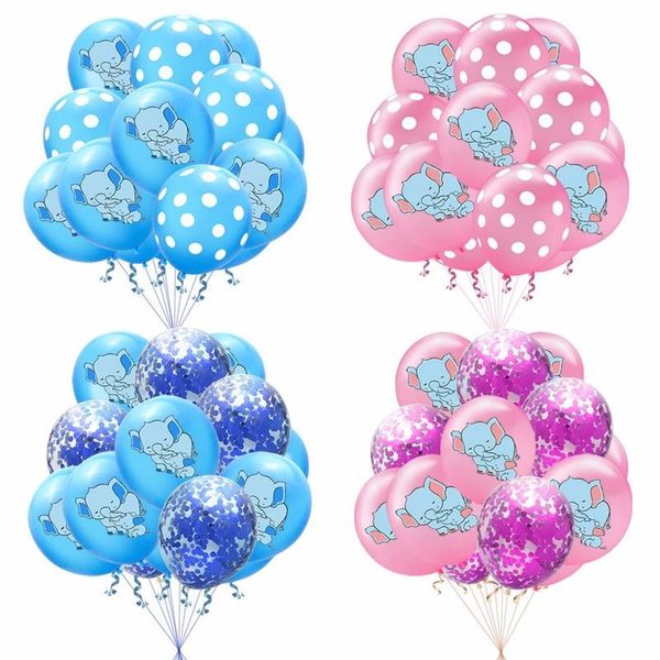 Decoración de fiesta 15 unids/lote 12 pulgadas elefante globos de látex confeti de colores decoraciones de cumpleaños Baby Shower globo de helio