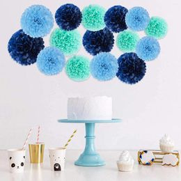 Décoration de fête 15pcs / ensemble 12 pouces papier vert Pom fleurs décorations boules pour fleur d'anniversaire