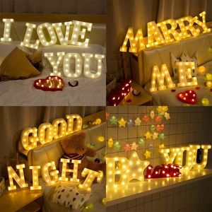 Party Decoratie 16/21 cm Warm White Christmas Alfabet Letter LED LICHT LAMBS LAMP Wedding Display Night GiftPartyParty