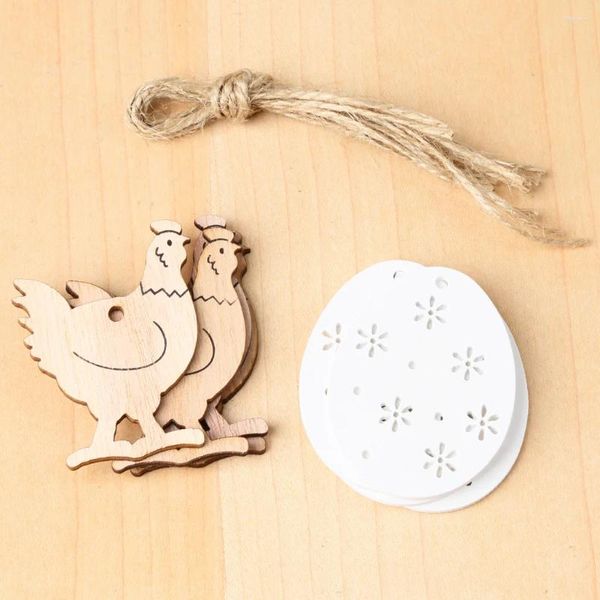 Décoration de fête 16 pièces bricolage coq en bois de pâques oeufs blancs décorations de maison de Style nordique pour fournitures cadeau pour enfants