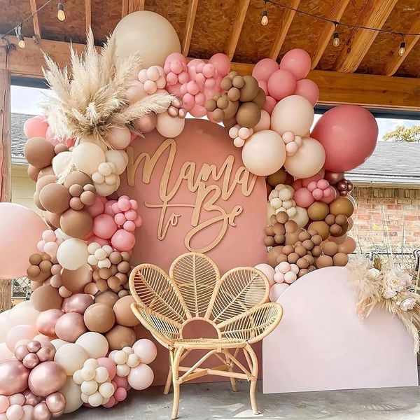 Décoration de fête 160pcs ballons roses Garland Arch Kit rétro Coco Nude Latex pour l'anniversaire de mariage Douche de bébé