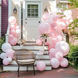 Décoration de fête 163pcs Set 12 pouces Ballon en latex rose 32.8ft Foil en aluminium suspendu ballons de tourbillon pour l'anniversaire