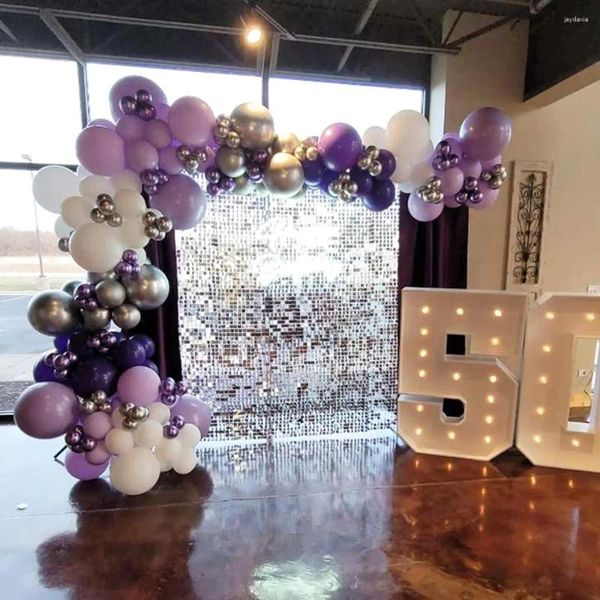 Decoración de fiestas 164pcs Pastel Light Balloons Púrpura Garland Arch Kit Dark Metallic Plata Baby Baby Shower Baby Shower