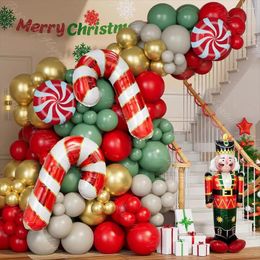 Décoration de fête 168pcs Ball de Noël Garland Red Gold Green Balons blancs Balloons Crutch Candy Arch pour l'année Déco