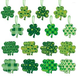 Décoration de fête 16pcs / pack Saint-Patrick's Day Clover suspendu Pendant Irish Decor Trifolium Ornement Supply