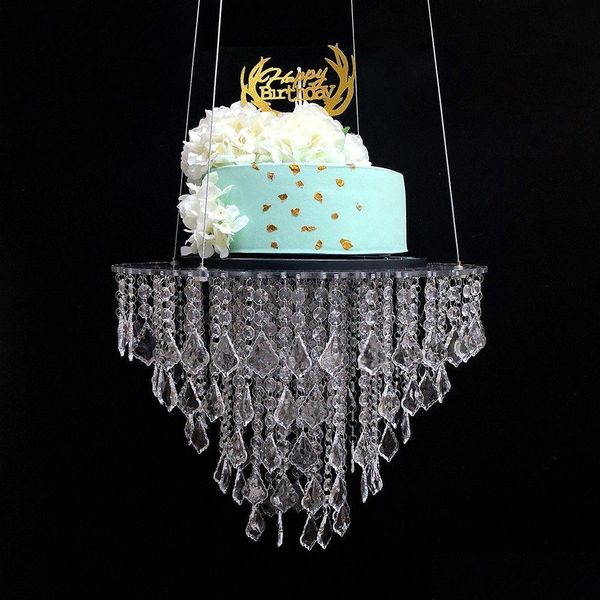 Décoration de fête 17 Acrylique ou cristal Hainging Swing Cake Stand Lustre Drapé Suspendu pour la décoration de la maison Drop Livraison Jardin Festiv Dhr6J