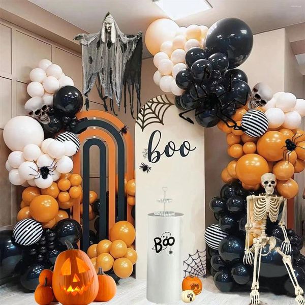 Décoration de fête 176pcs Halloween Ballon Garland Arch Kit orange noir blanc pour thème baby shower décorations extérieures intérieures