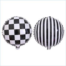 Décoration de fête 18 pouces Stripe en feuille en noir et blanc Ballon d'anniversaire d'hélium Hélium Mariage Baby Shower Supplies Drop Livrot Home Garden Dhemg