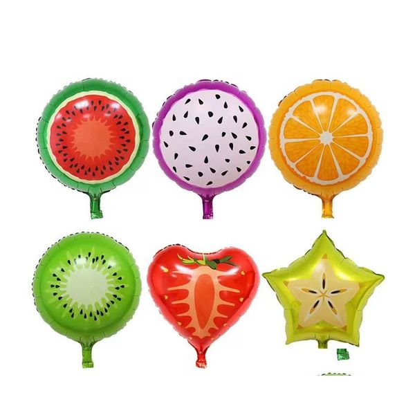 Décoration de fête 18 pouces Cartoon Fruit Forme Feuille Ballon Ananas Pastèque Stberry Ballons Orange Anniversaire Baby Shower Drop Del Dhgsz