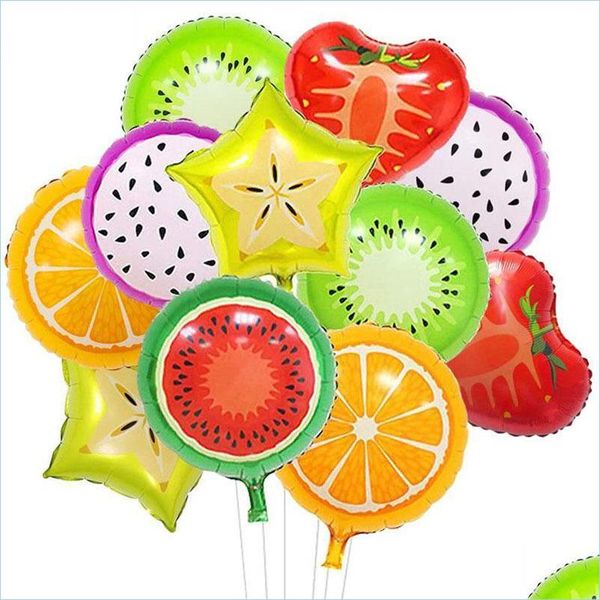 Décoration De Fête 18 Pouces Mode Fruit Forme Feuille Ballon Pin Pastèque Stberry Orange Ballons Fête D'anniversaire Baby Shower Decorati Dhs7E