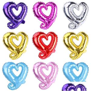 Décoration de fête 18 pouces crochet forme de coeur feuille d'aluminium ballons mariage gonflable saint valentin romantique Mylar ballon décoratif Dh4Ym